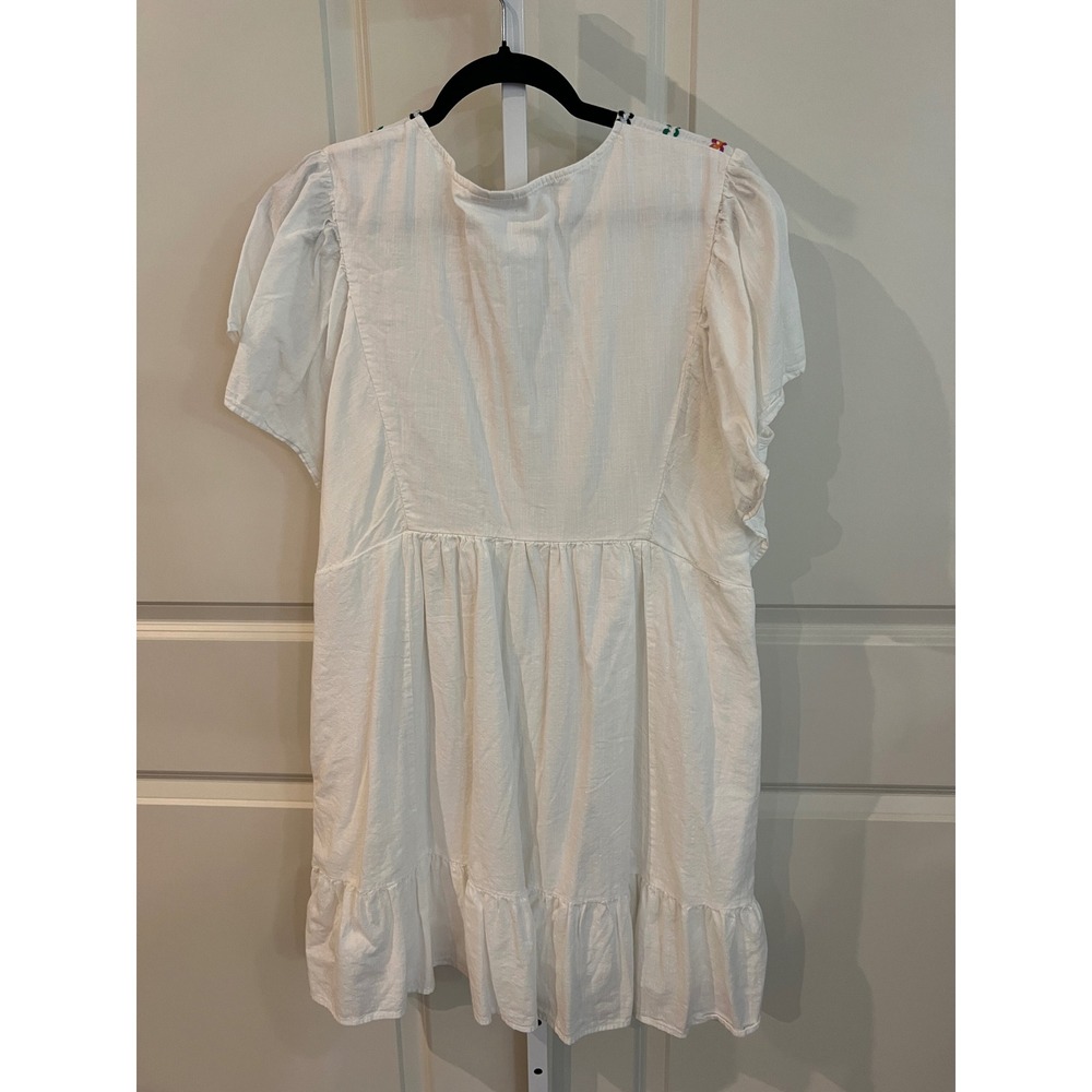 Knox Rose White Embroidered Flutter Sleeve Boho Mini Dress XL - Picture 3 of 7